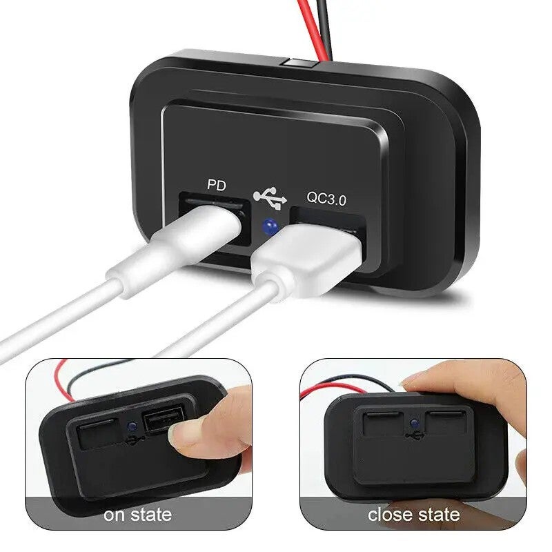 Bluejw Dual USB Car Charger Adapter, PD Type C & QC 3.0 Fast Charging Port, Automobile Charger for Phones & Trucks - Image 3